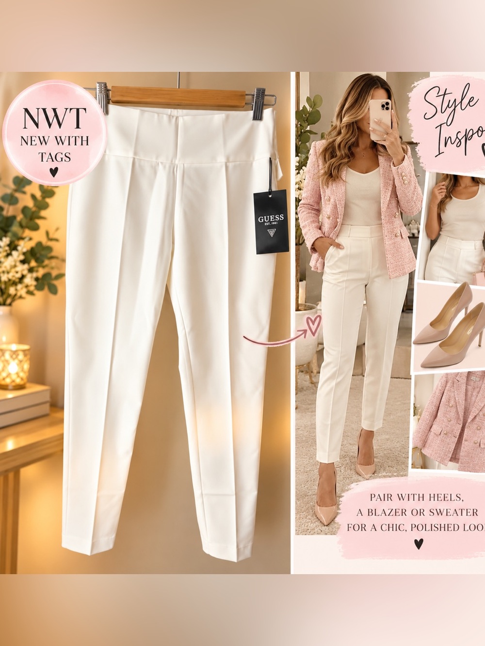 Women’s White Pull-On Ankle Pants
